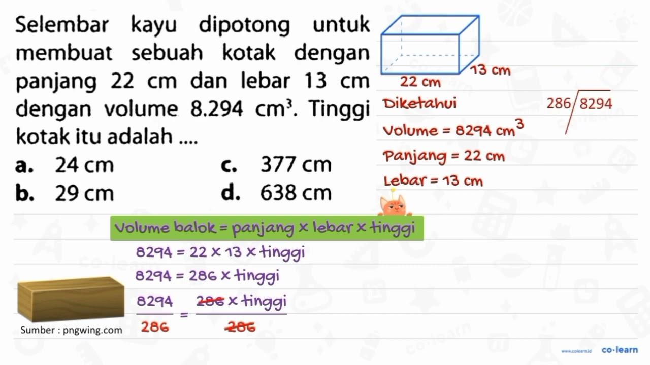 Selembar kayu dipotong untuk membuat sebuah kotak dengan