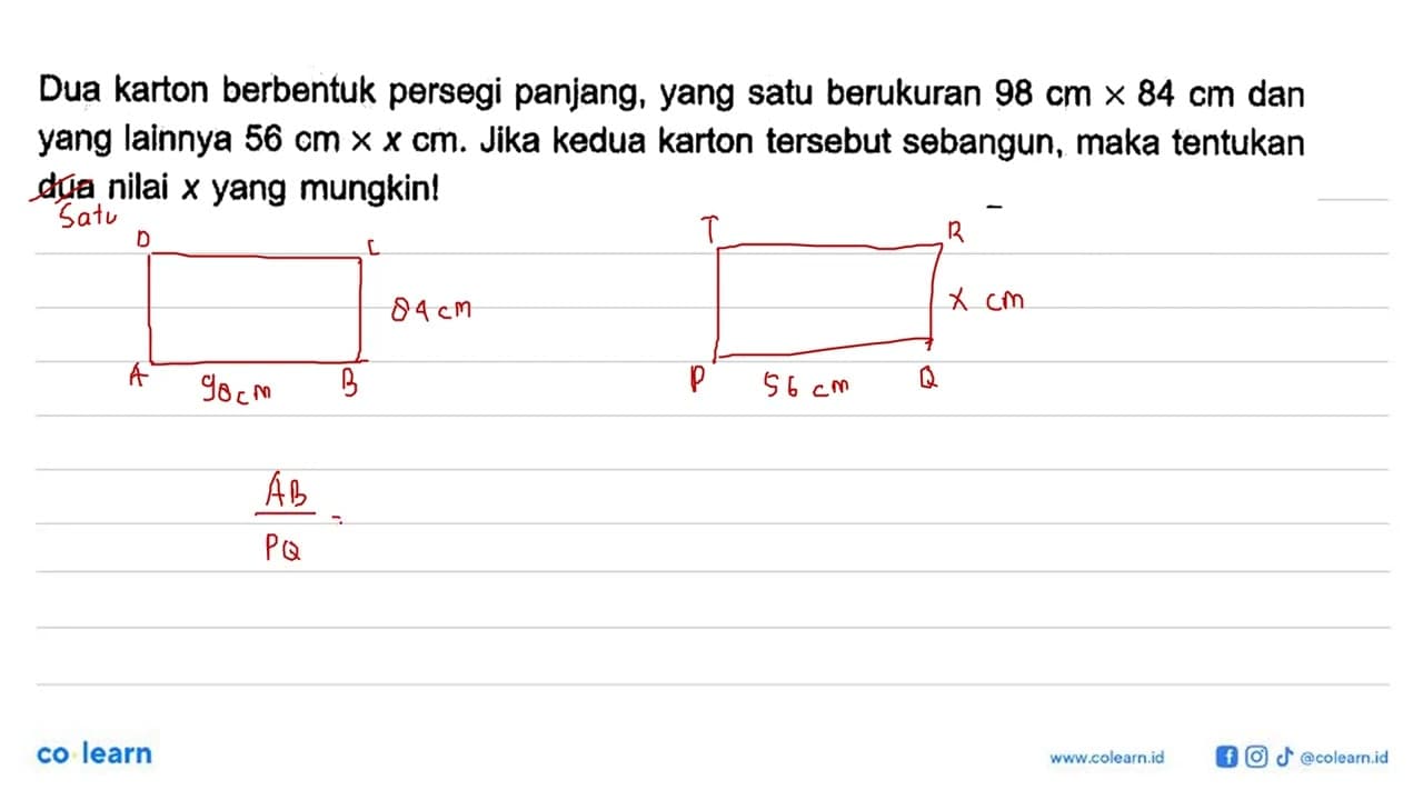 Dua karton berbentuk persegi panjang, yang satu berukuran