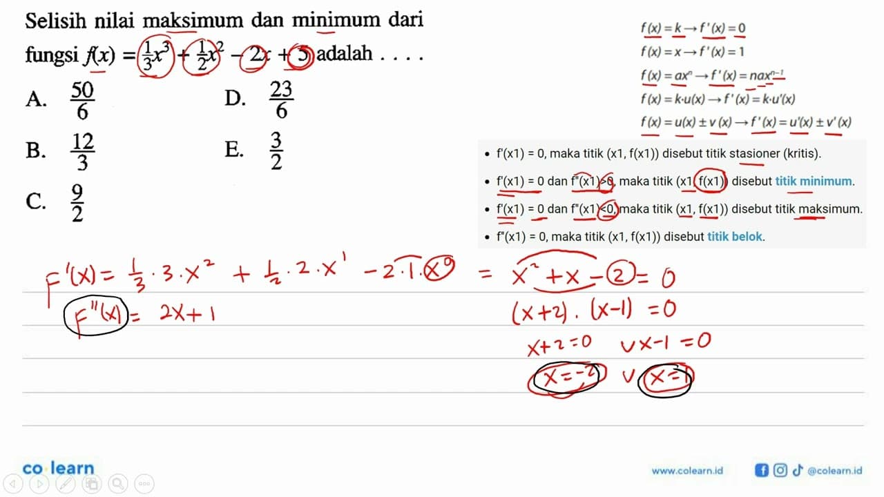 Selisih nilai maksimum dan minimum dari fungsi