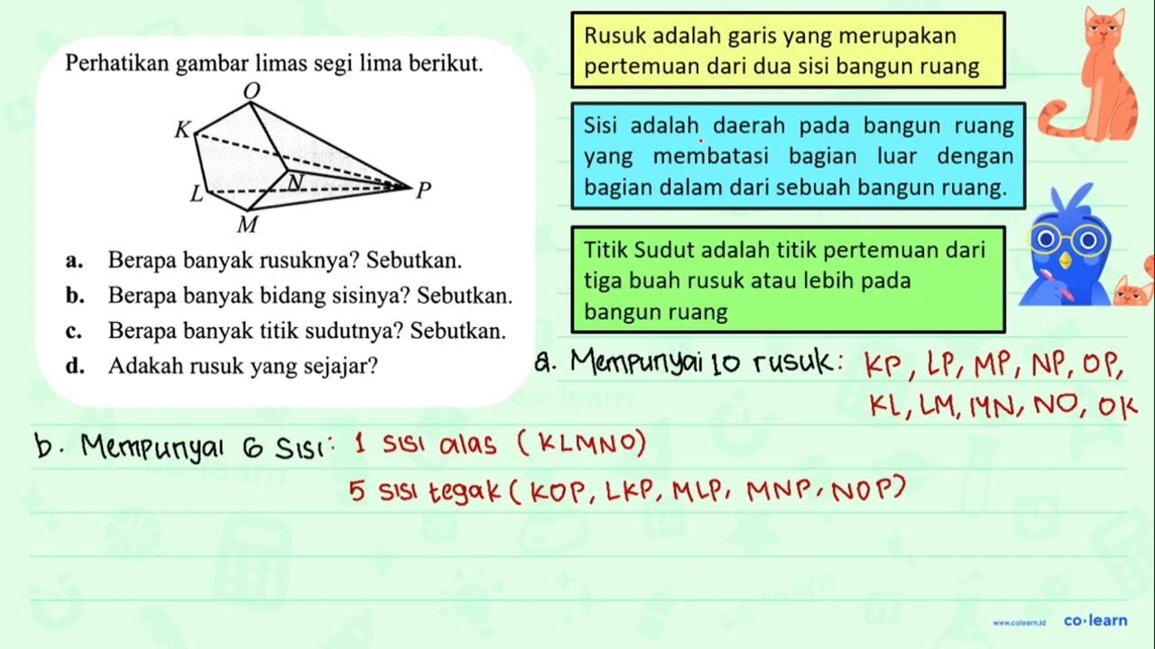 Perhatikan gambar limas segi lima berikut. sebutkan. a.