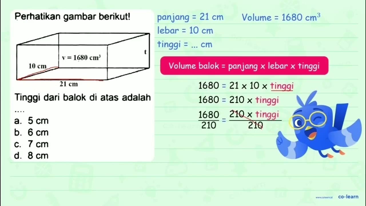 Perhatikan gambar berikut! Tinggi dari balok di atas adalah