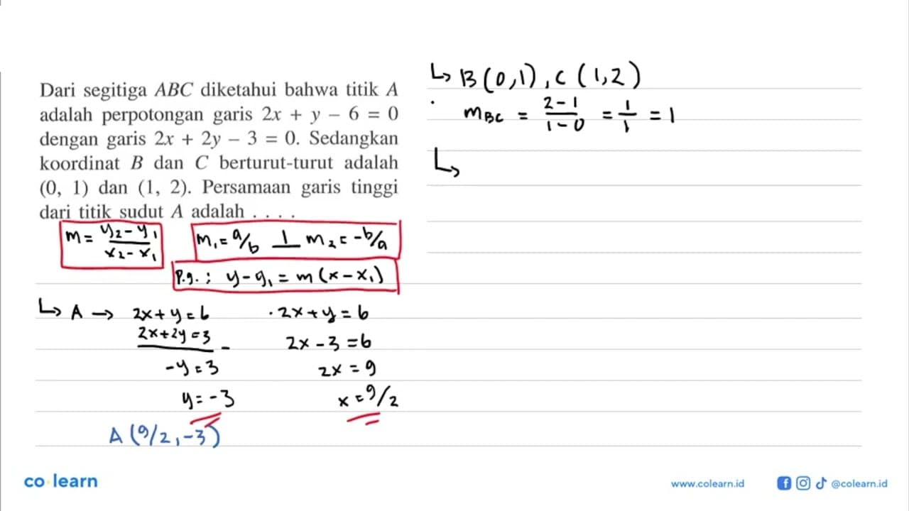 Dari segitiga ABC diketahui bahwa titik A adalah