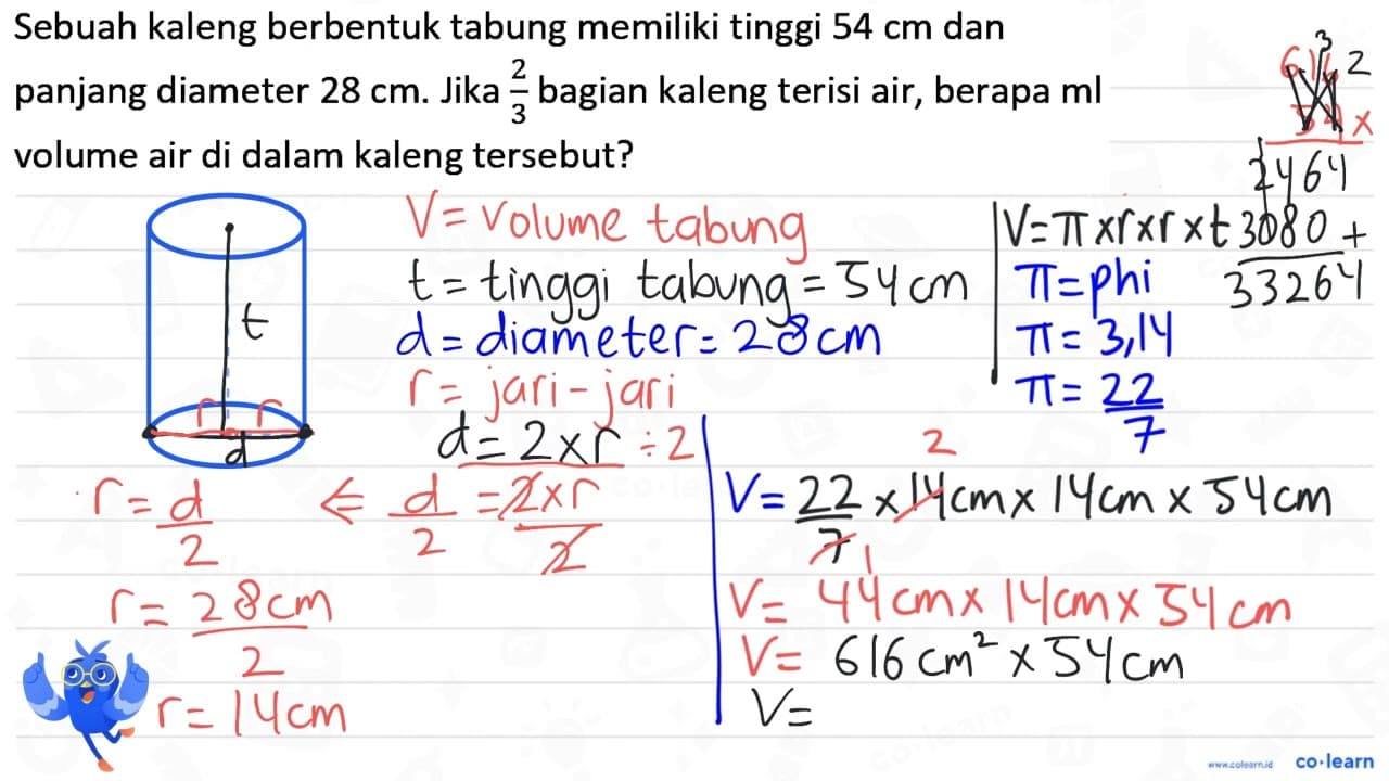 Sebuah kaleng berbentuk tabung memiliki tinggi 54 cm dan