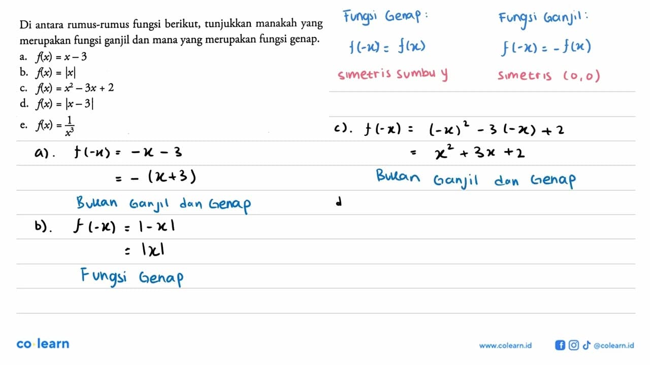 Di antara rumus-rumus fungsi berikut, tunjukkan manakah