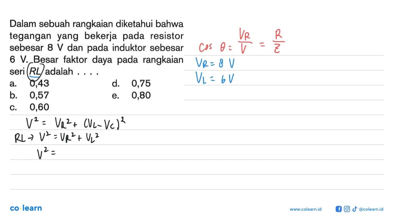 Dalam sebuah rangkaian diketahui bahwa tegangan yang