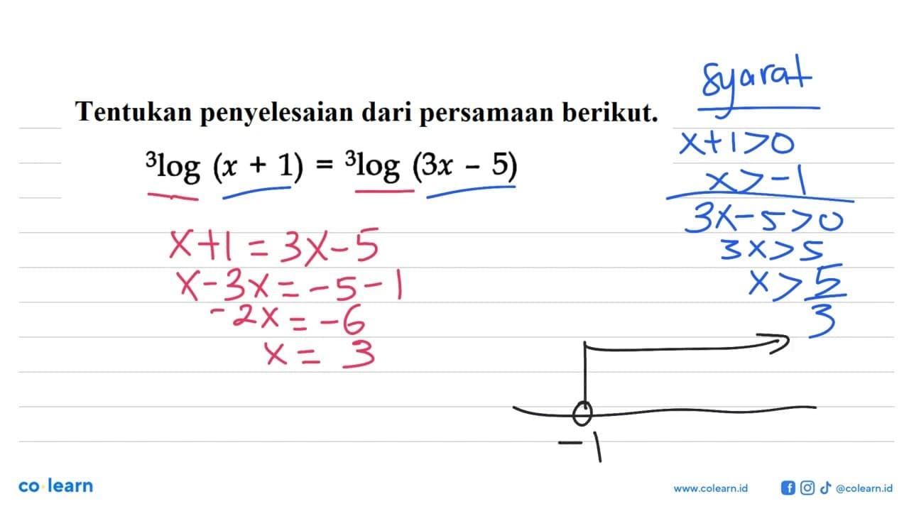 Tentukan penyelesaian dari persamaan berikut