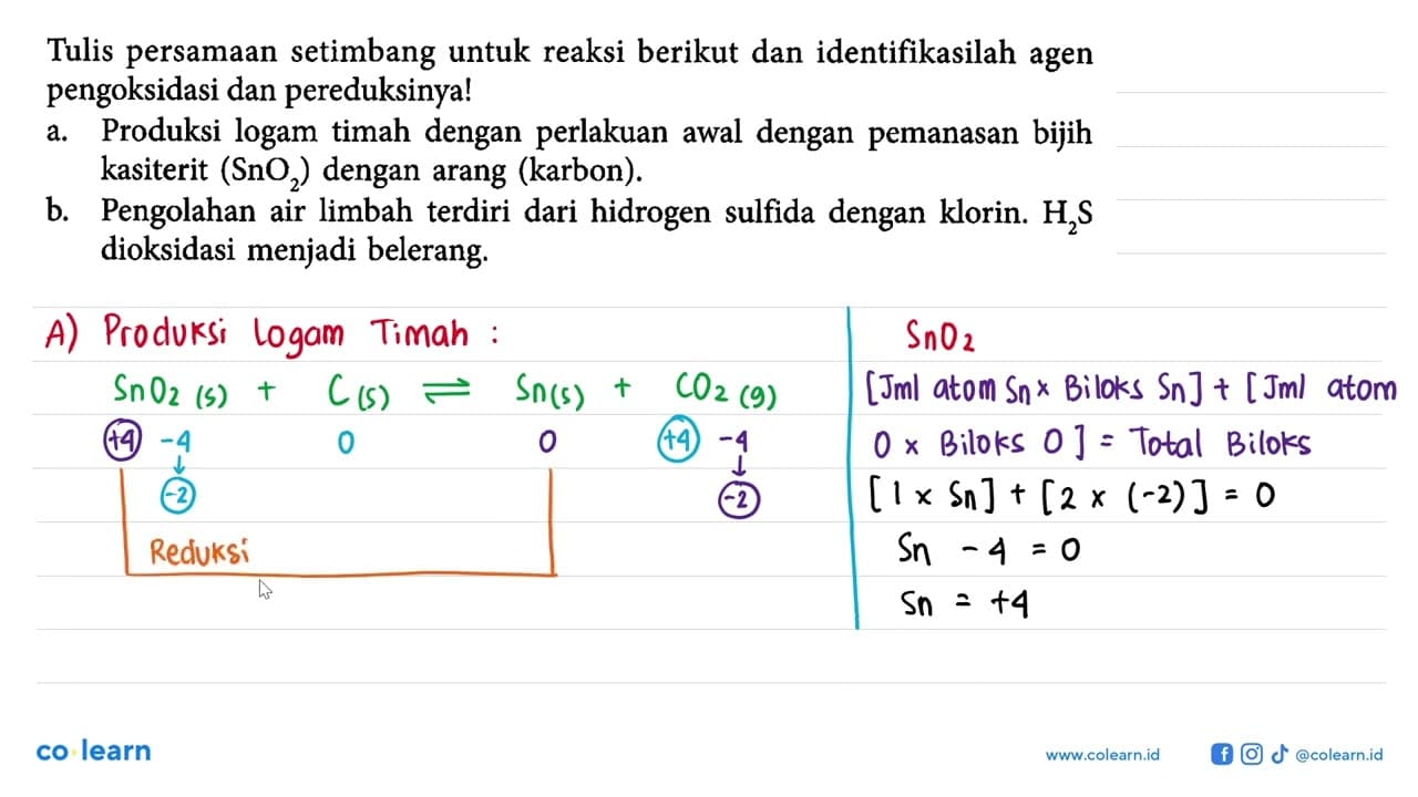 Tulis persamaan setimbang untuk reaksi berikut dan