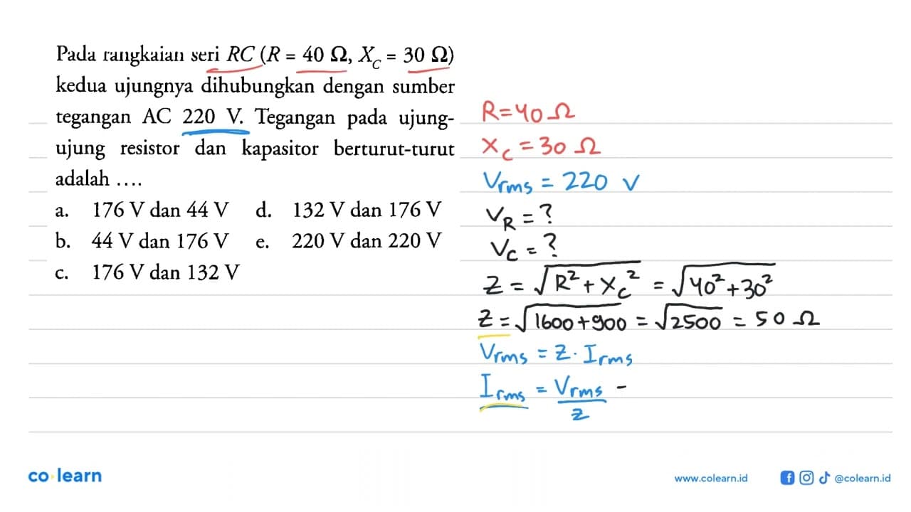 Padid rangkidian seri RC (R=40 Ohm, XC = 30 Ohm) kedua