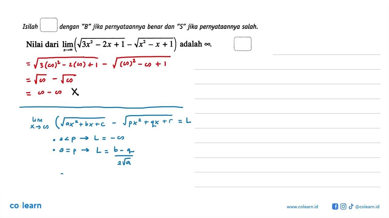 Isilah kota dengan 'B' jika pernyataannya benar dan 'S'