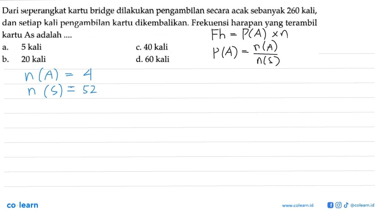 Dari seperangkat kartu bridge dilakukan pengambilan secara