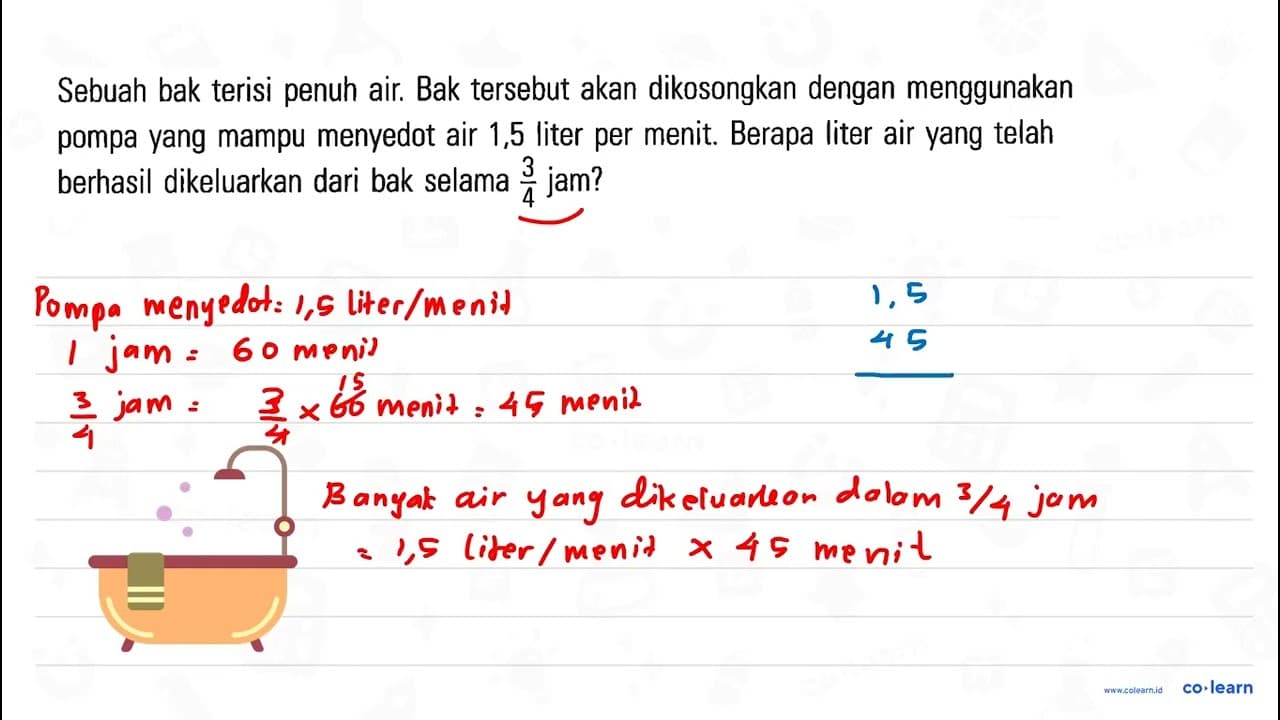 Sebuah bak terisi penuh air. Bak tersebut akan dikosongkan