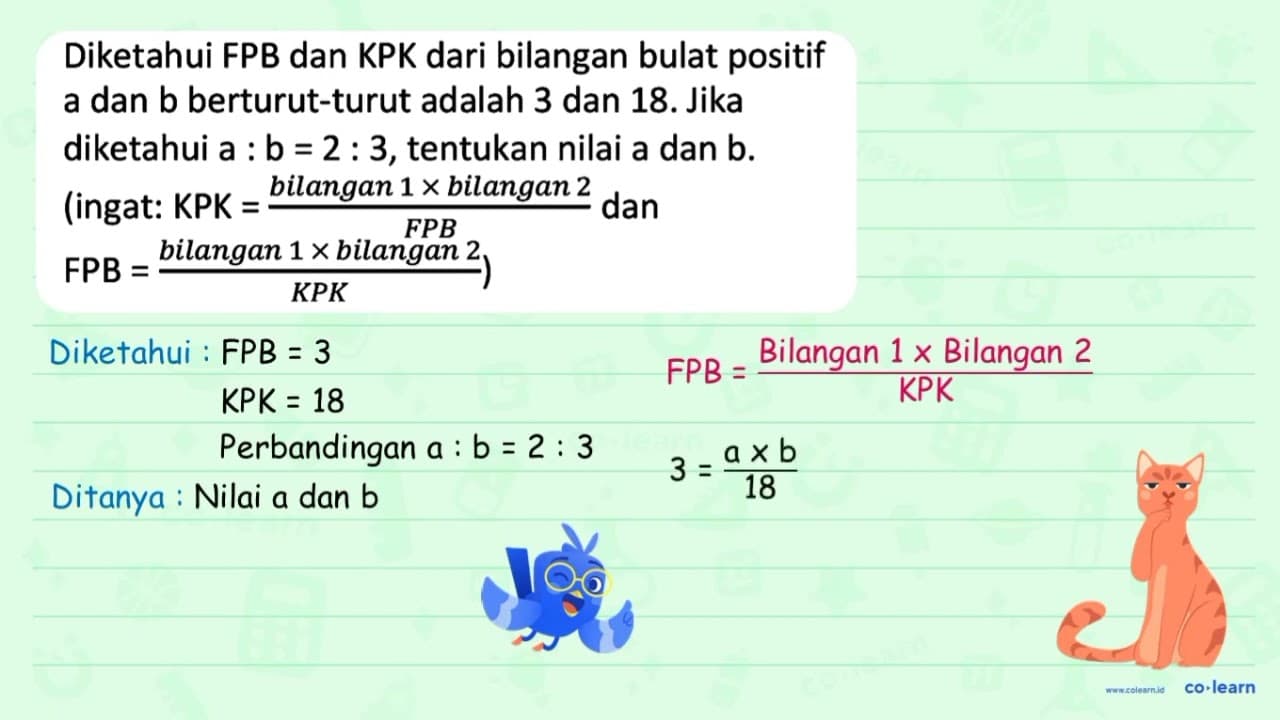 Diketahui FPB dan KPK dari bilangan bulat positif a dan b