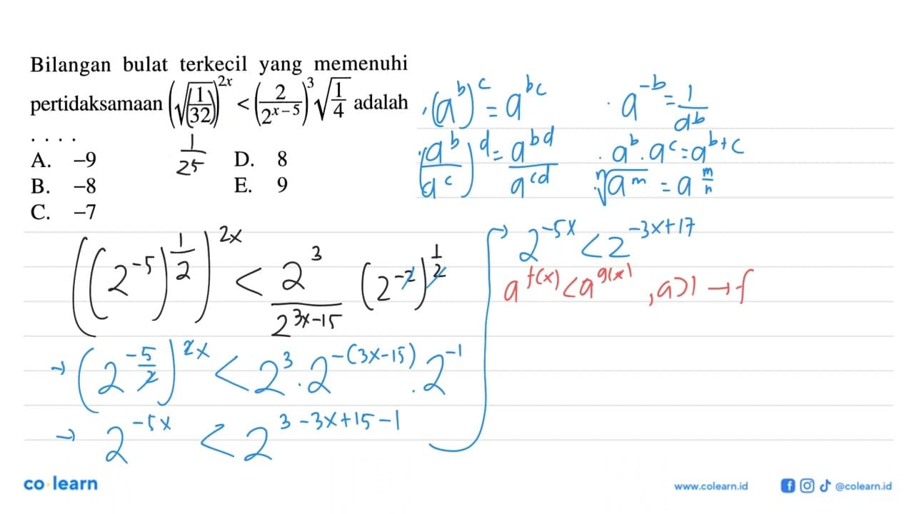 Bilangan bulat terkecil yang memenuhi pertidaksamaan