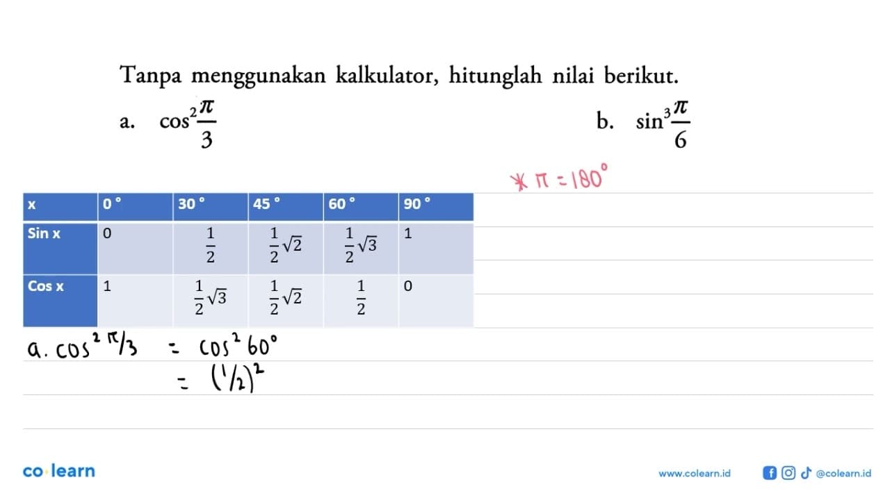 Tanpa menggunakan kalkulator, hitunglah nilai berikut. a.