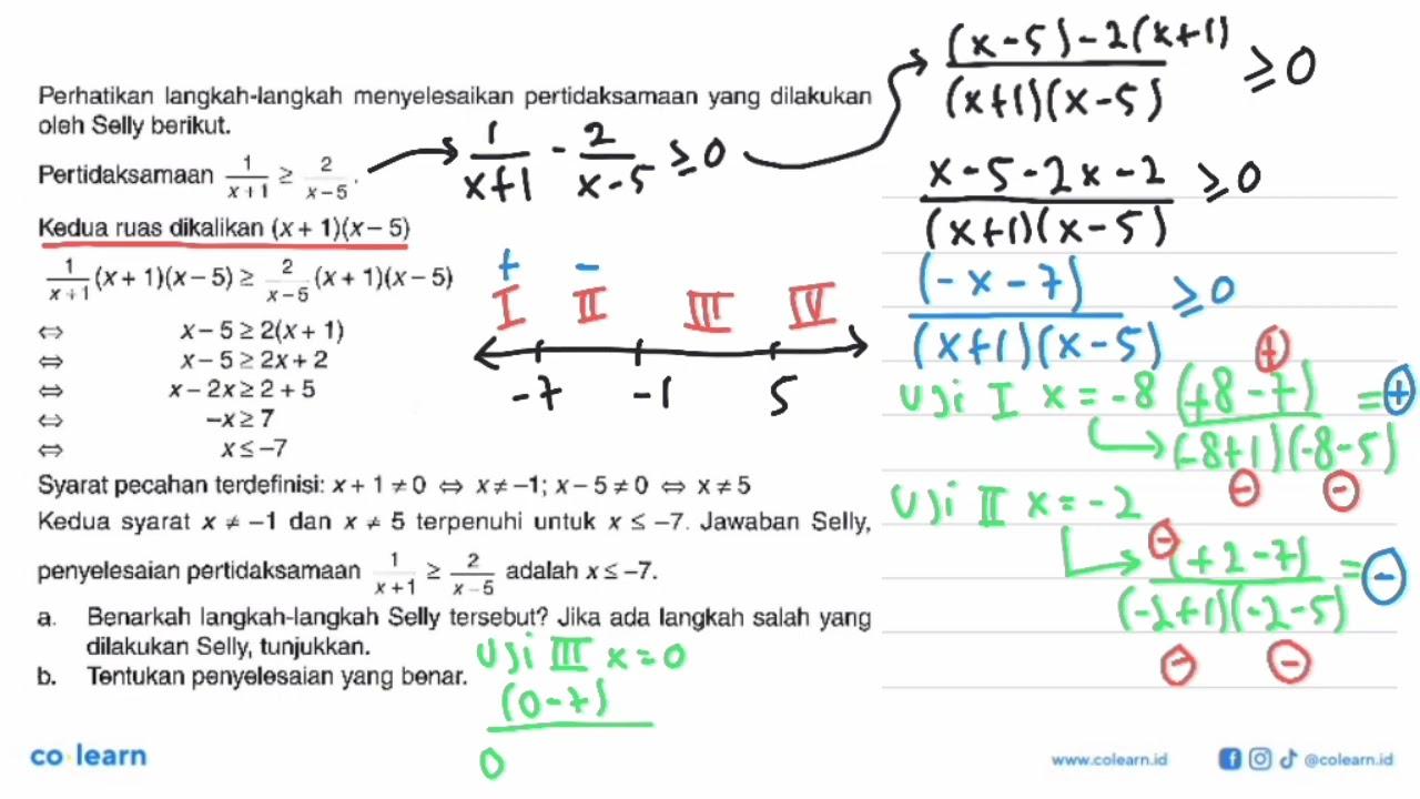 Perhatikan langkah-langkah menyelesaikan pertidaksamaan