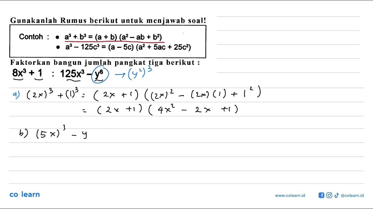 Gunakanlah Rumus berikut untuk menjawab soal! Contoh a^3