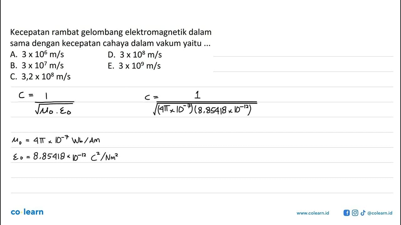 Kecepatan rambat gelombang elektromagnetik dalam sama