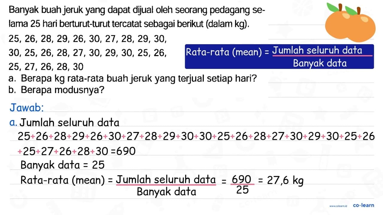 Banyak buah jeruk yang dapat dijual oleh seorang pedagang