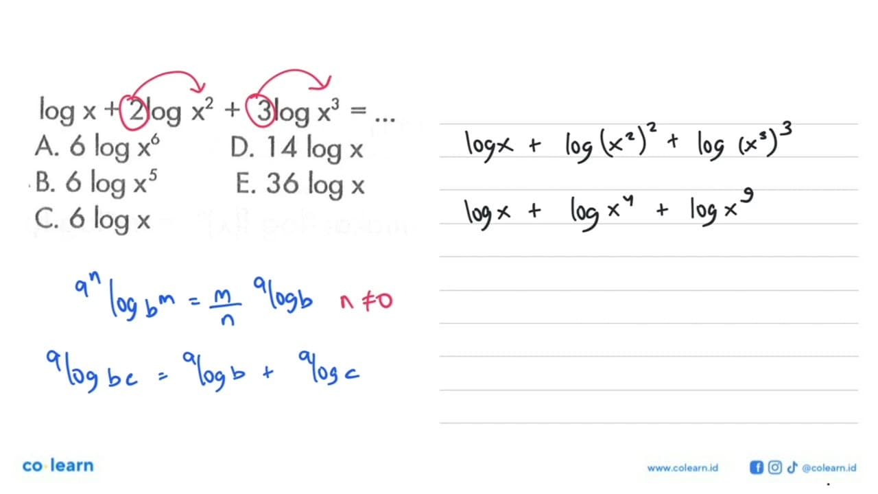 logx+2logx^2+3logx^3= ...