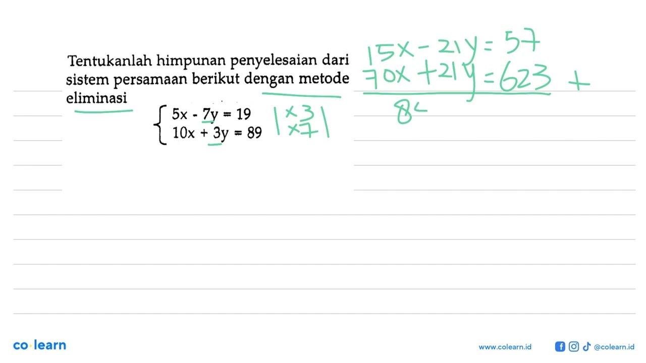 Tentukanlah himpunan penyelesaian dari persamaan berikut