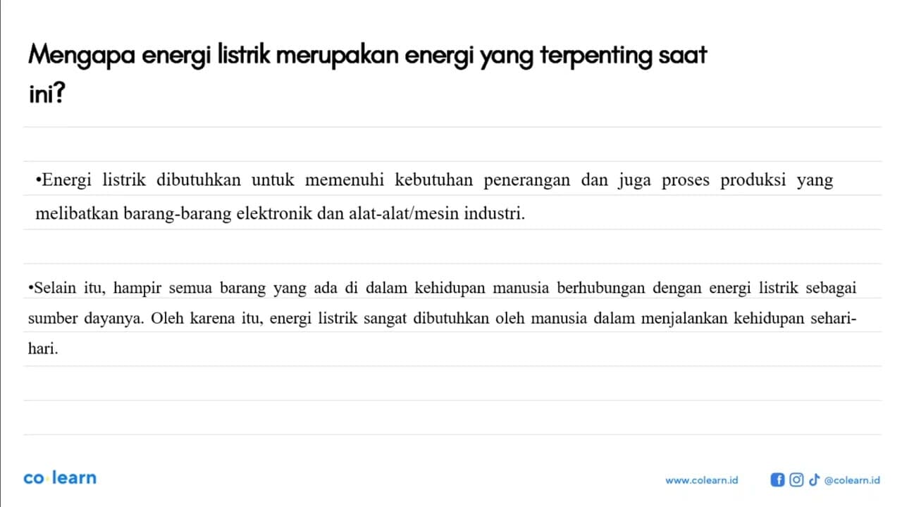 Mengapa energi listrik merupakan energi yang terpenting