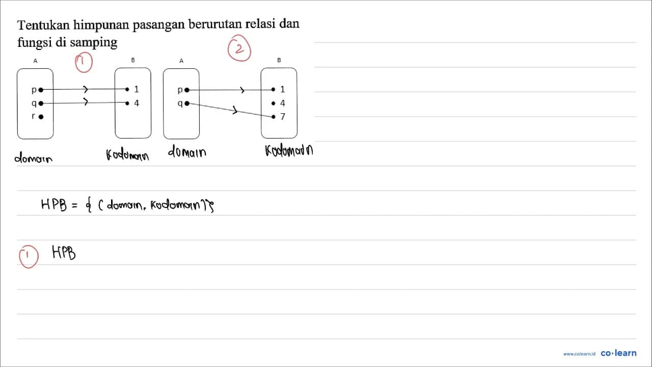 1a,1b 257 Tentukan himpunan pasangan berurutan relasi dan