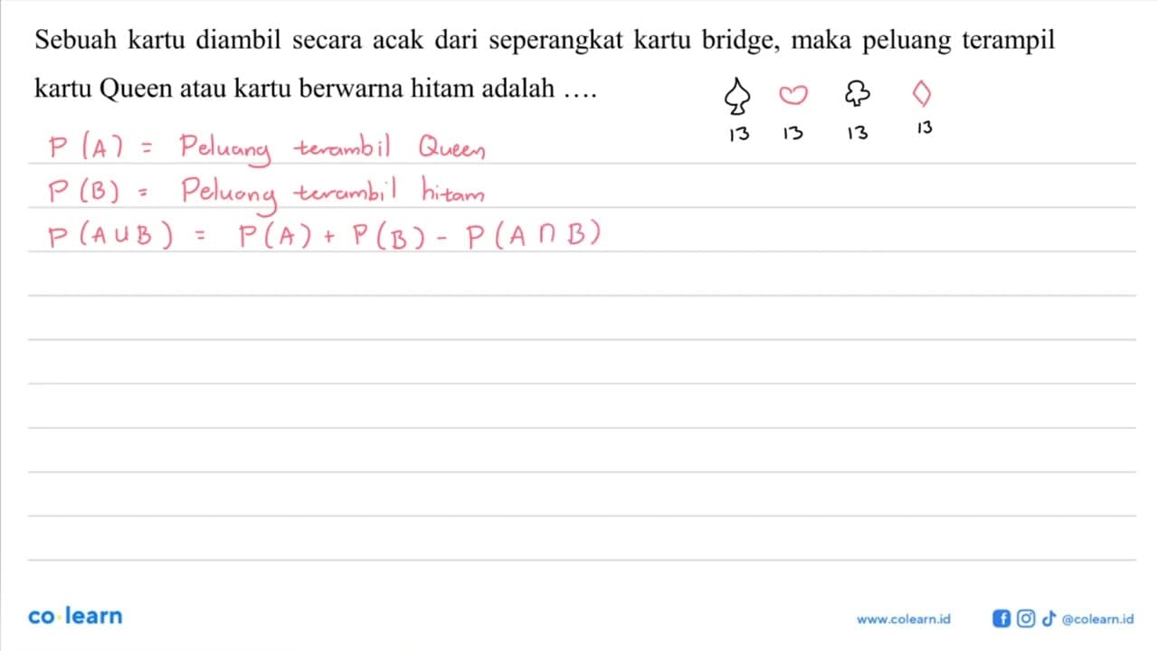 Sebuah kartu diambil secara acak dari seperangkat kartu