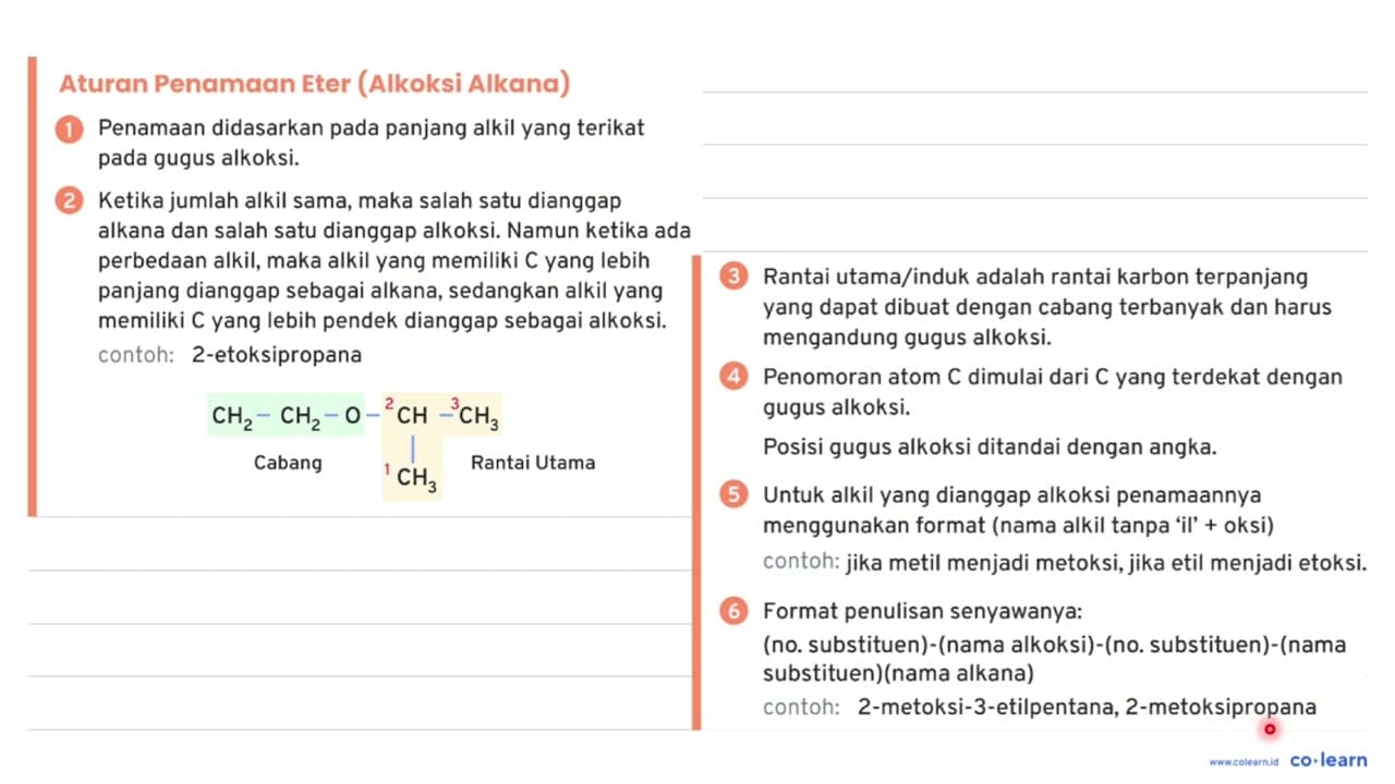 Nama IUPAC dari struktur molekul berikut. CH3 - CH - O -