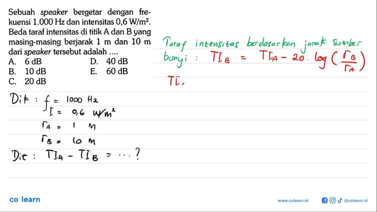 Sebuah speaker bergetar dengan frekuensi 1.000 Hz dan