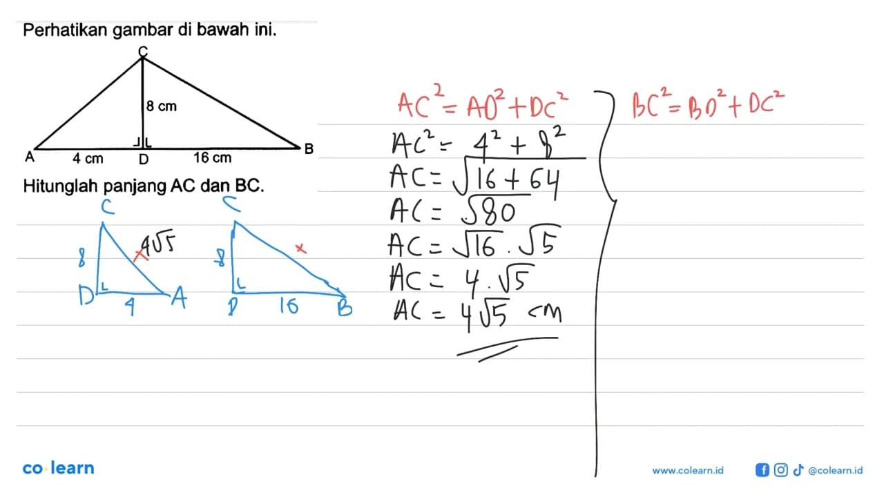 Perhatikan gambar di bawah ini.Hitunglah panjang AC dan