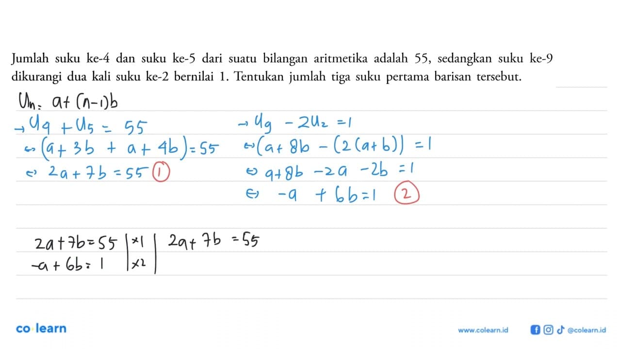 Jumlah suku ke-4 dan suku ke-5 dari suatu bilangan