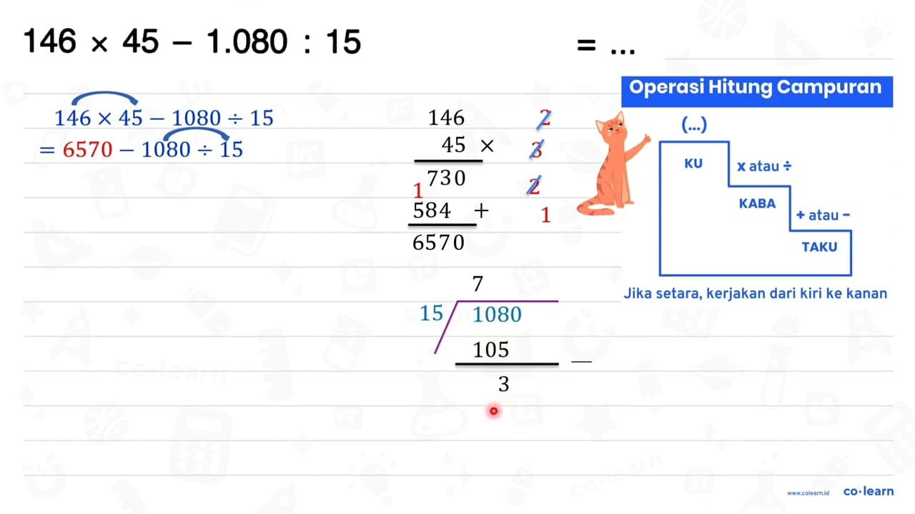 146 x 45-1.080: 15 =...