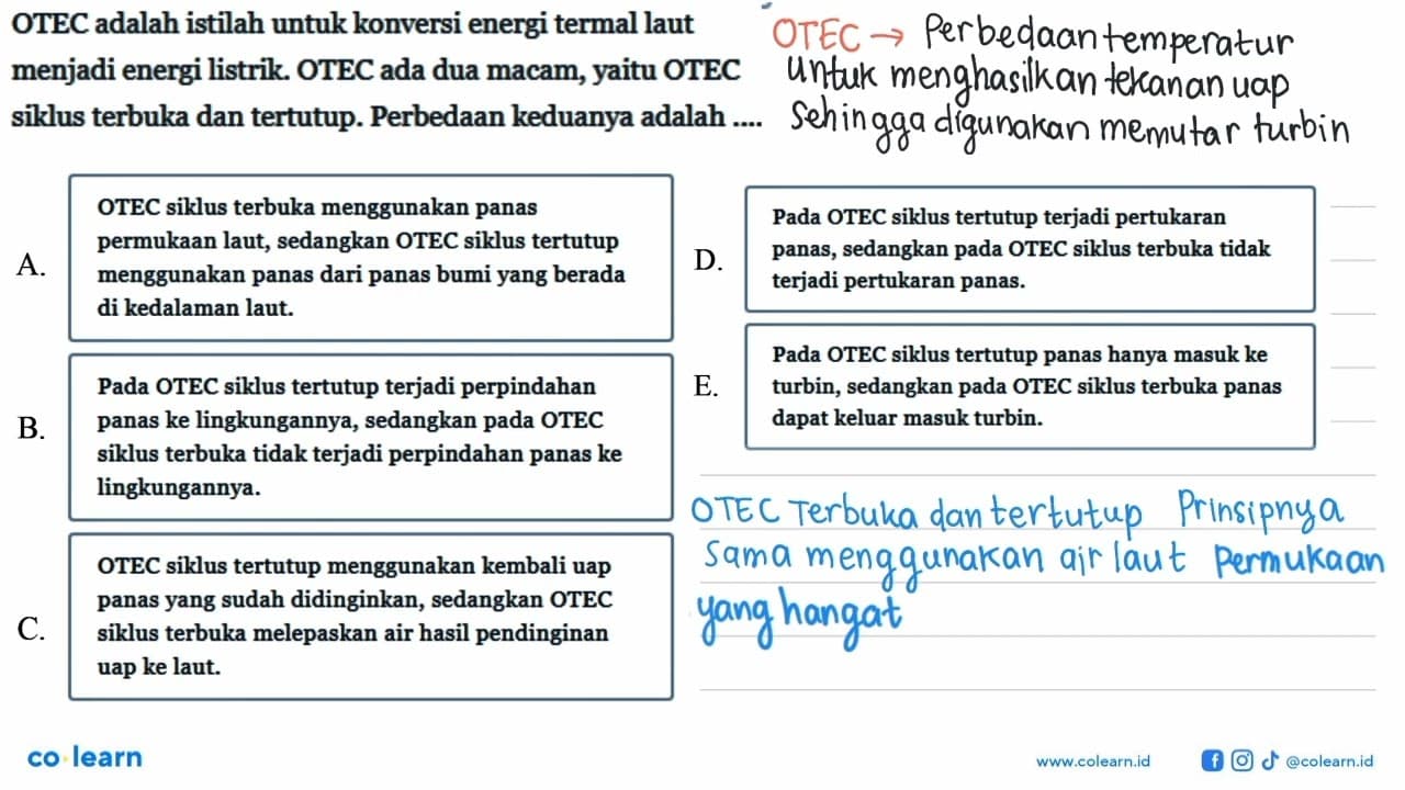 OTEC adalah istilah untuk konversi energi termal laut