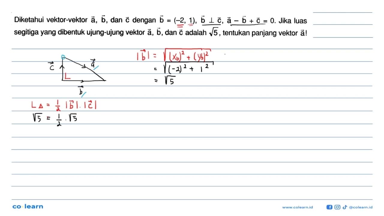 Diketahui vektor-vektor a, b, dan c dengan vektor b=(-2,1),