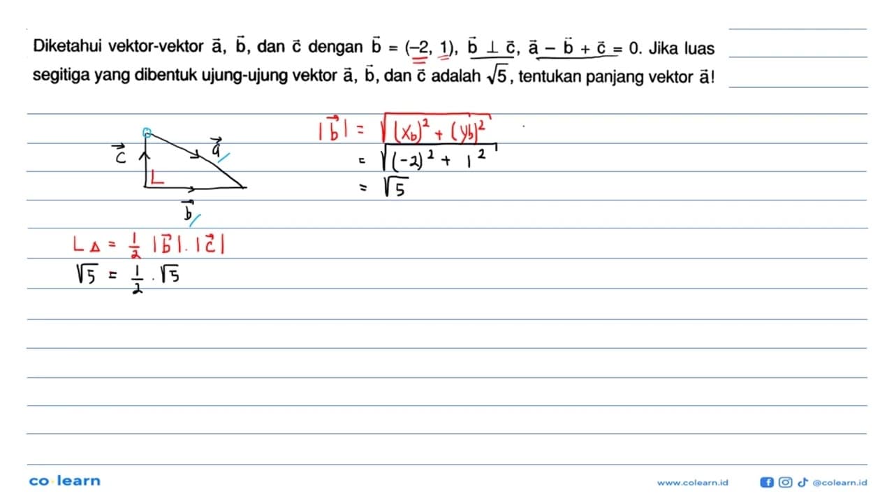 Diketahui vektor-vektor a, b, dan c dengan vektor b=(-2,1),