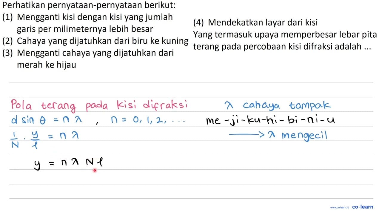 Perhatikan pernyataan-pernyataan berikut: (1) Mengganti