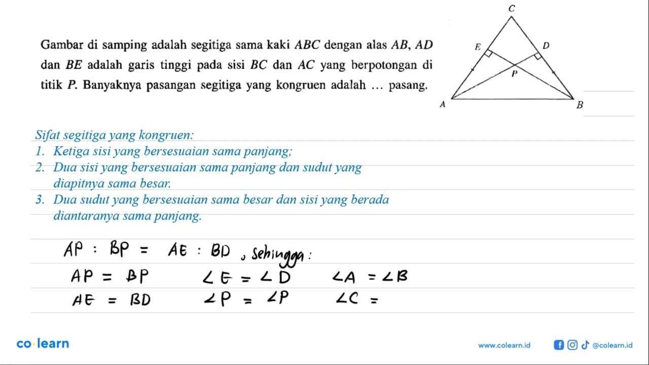 Gambar di samping adalah segitiga sama kaki ABC dengan alas