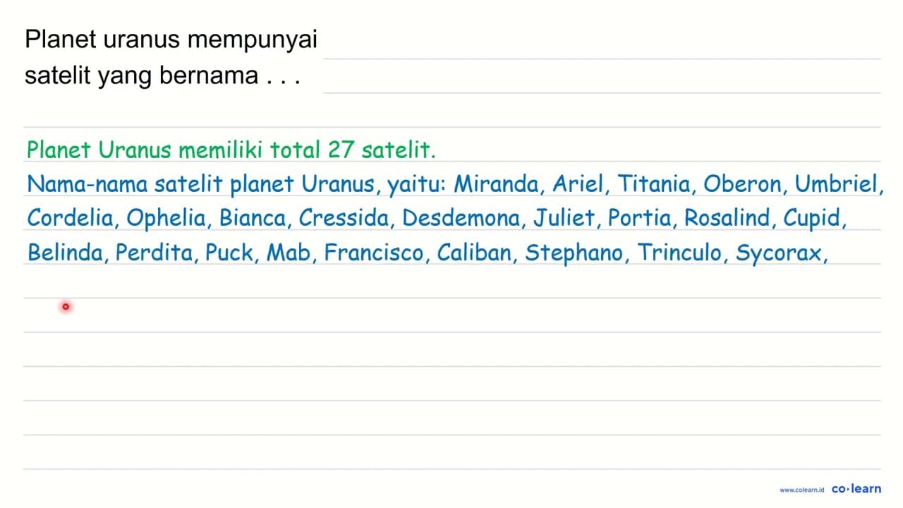 Planet uranus mempunyai satelit yang bernama