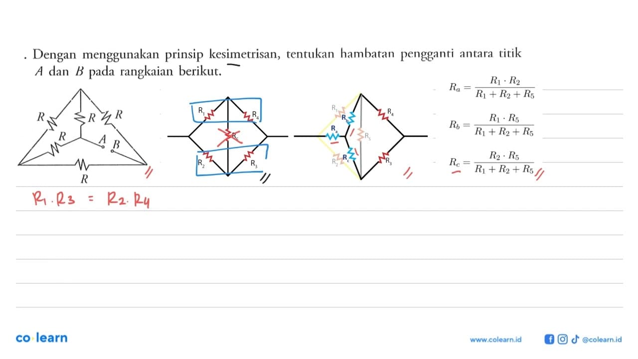 Dengan menggunakan prinsip kesimetrisan, tentukan hamhatan