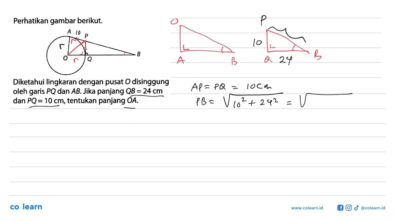 Perhatikan gambar berikut.Diketahui lingkaran dengan pusat