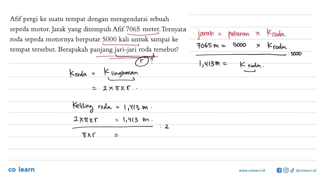 Afif pergi ke suatu tempat dengan mengendarai sebuah sepeda