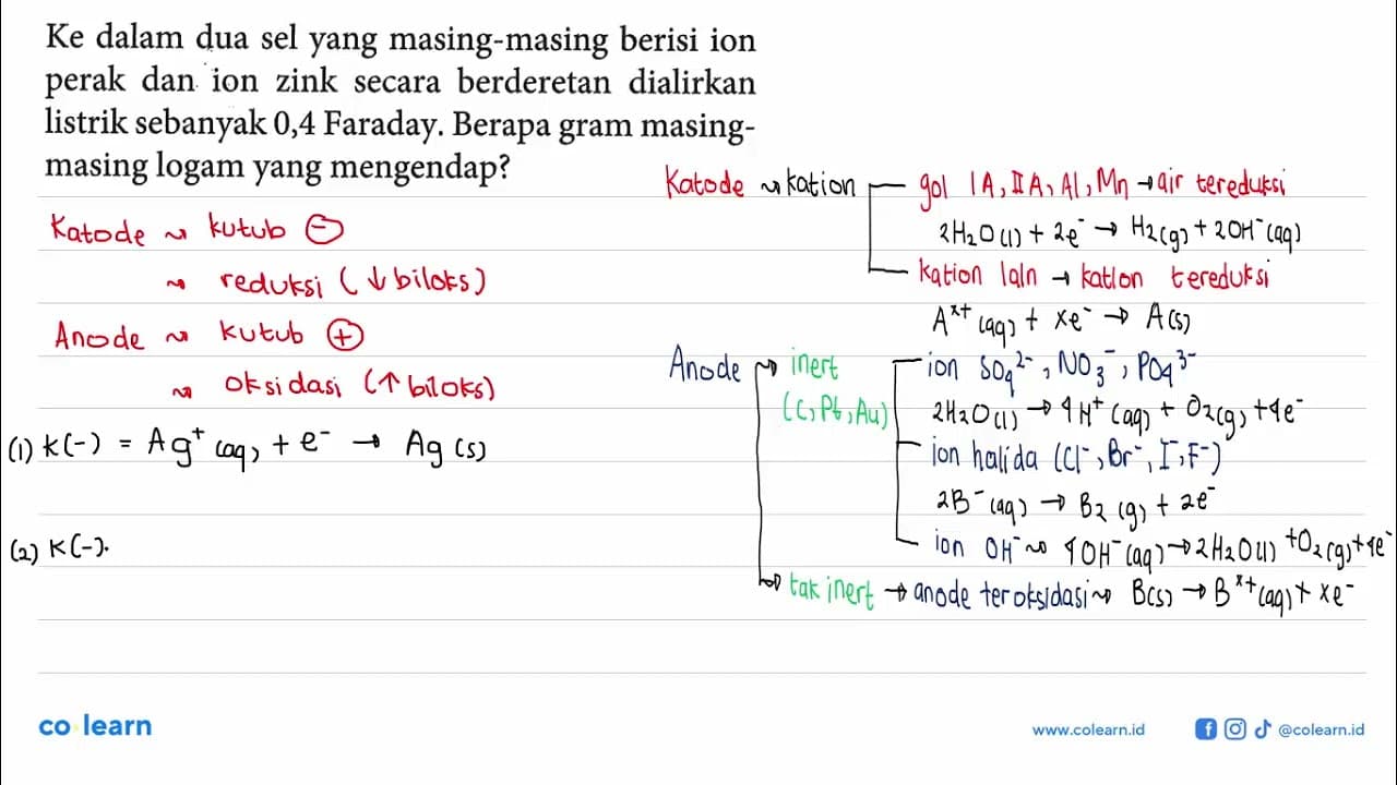 Ke dalam dua sel yang masing-masing berisi ion perak dan