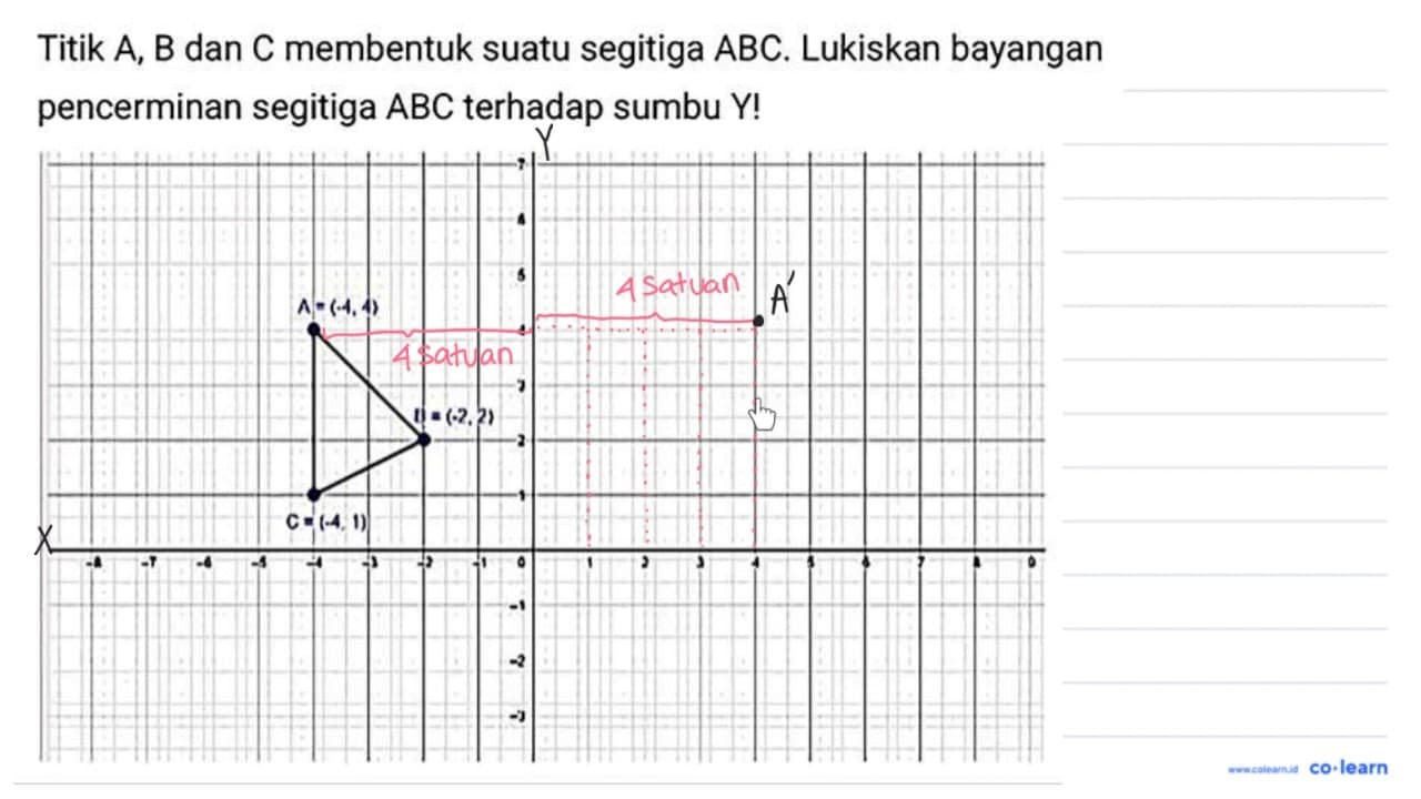 Titik A, B dan C membentuk suatu segitiga A B C . Lukiskan