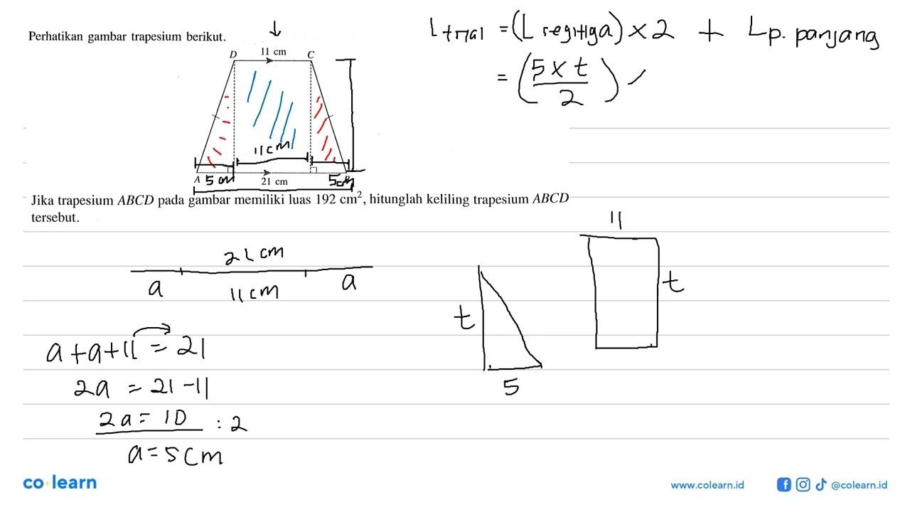 Perhatikan gambar trapesium berikut.Jika trapesium ABCD