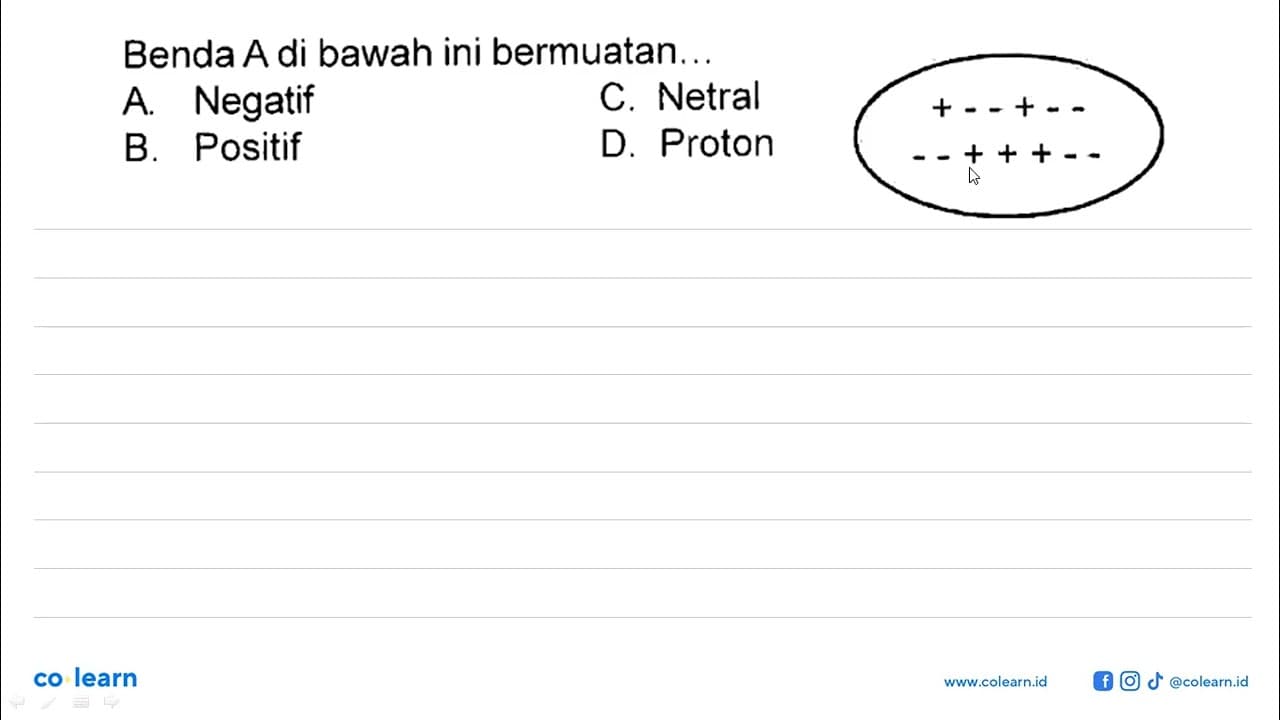 Benda A di bawah ini bermuatan .....