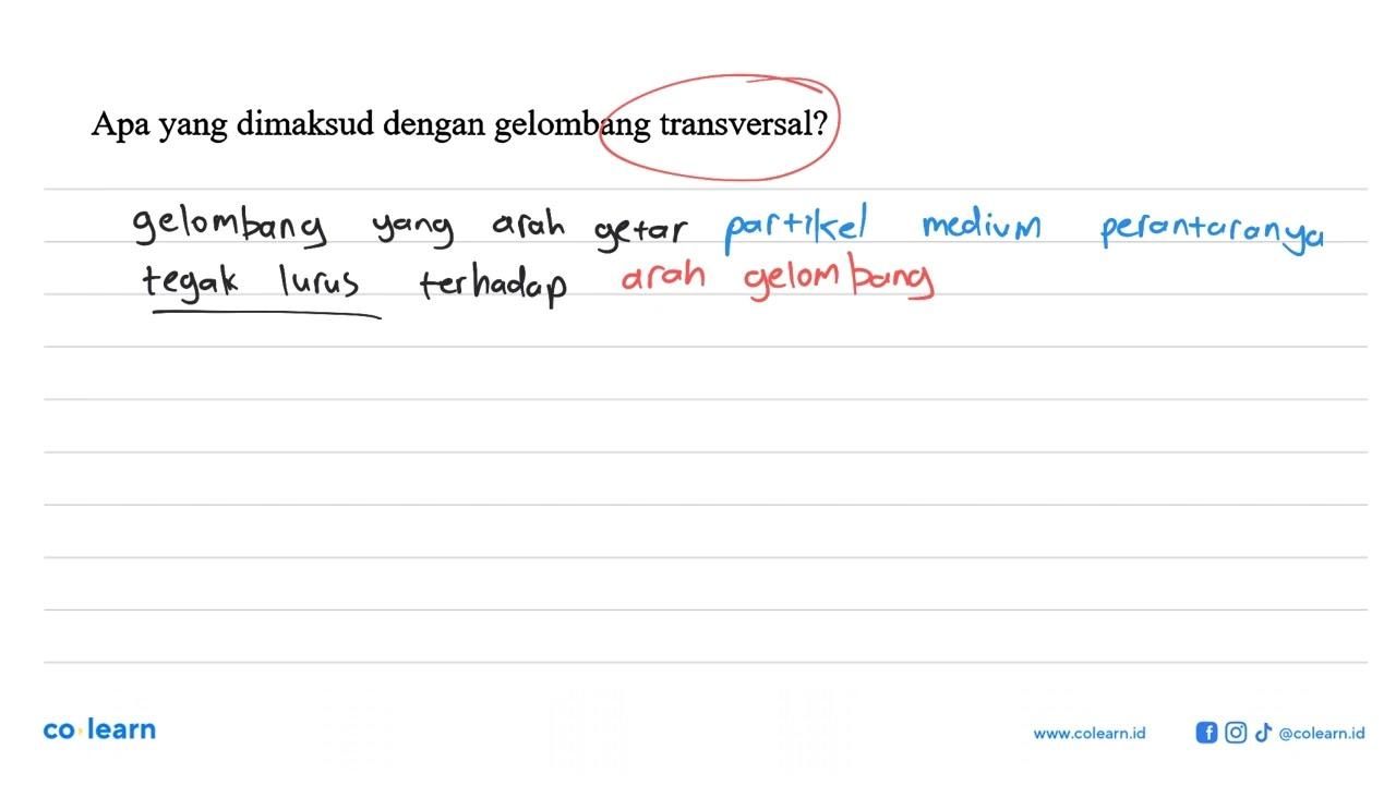 Apa yang dimaksud dengan gelombang transversal?