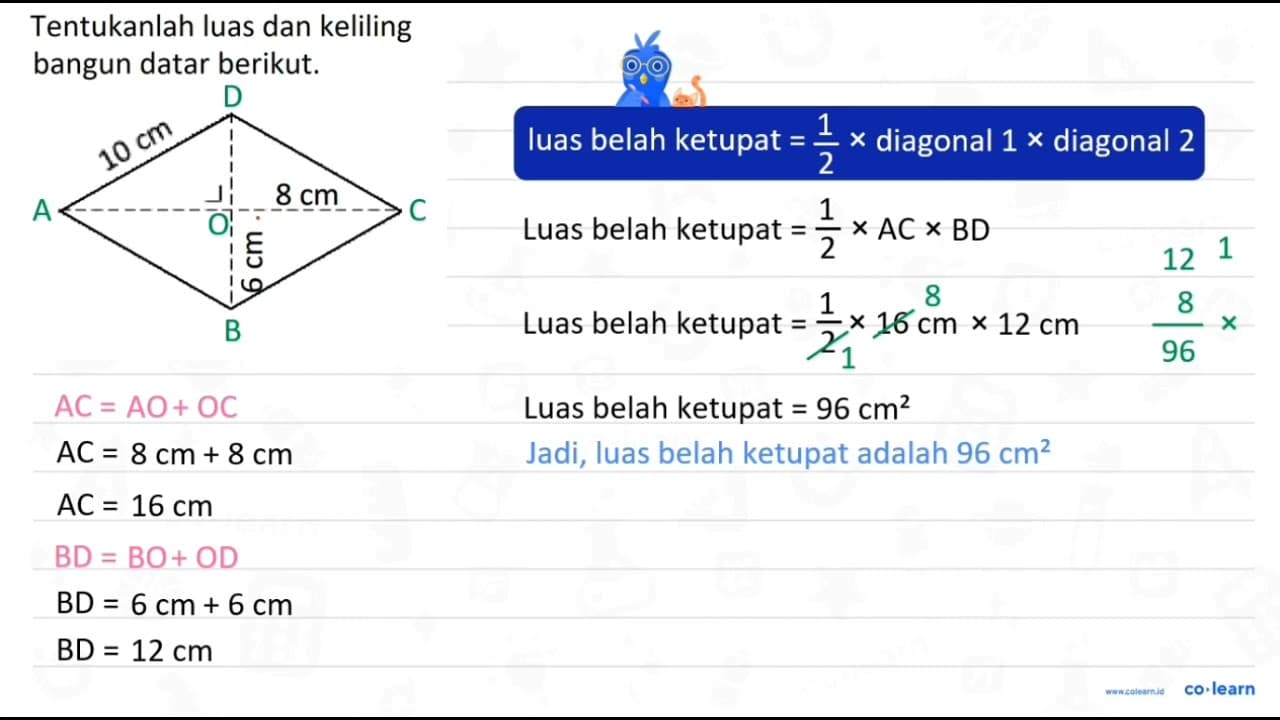 Tentukanlah luas dan keliling bangun datar berikut. 10 cm 8