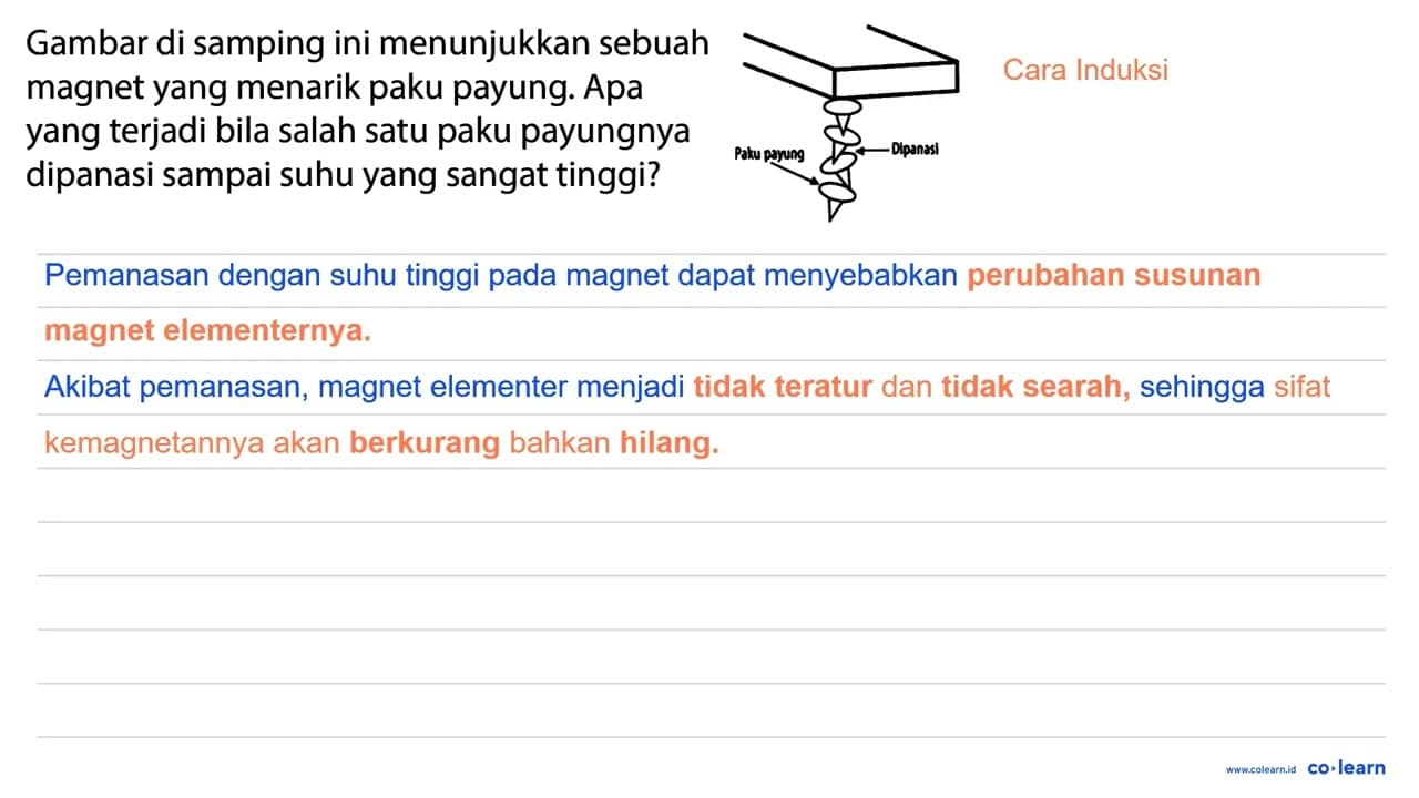 Gambar di samping ini menunjukkan sebuah magnet yang