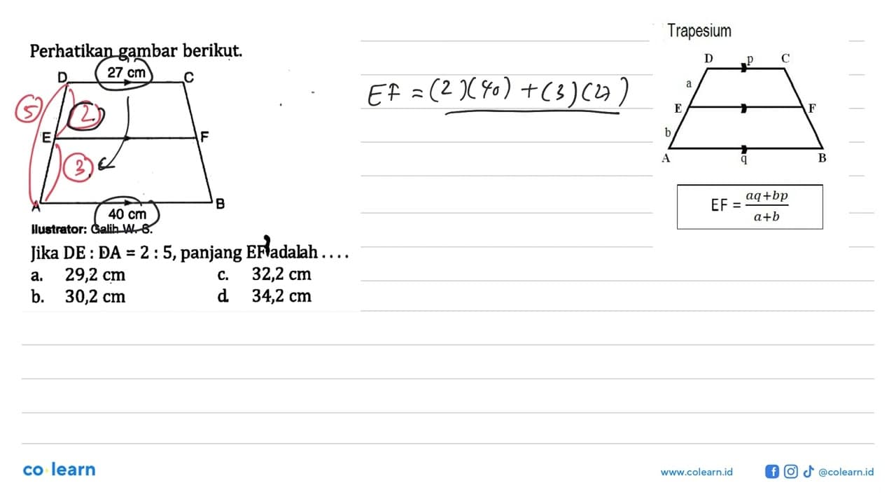 Perhatikan gambar berikut.D 27 cm C E F A 40 cm