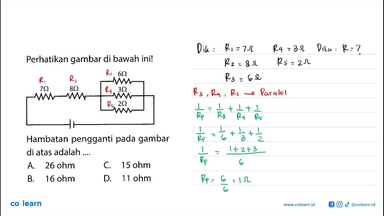 Perhatikan gambar di bawah ini! Hambatan pengganti pada